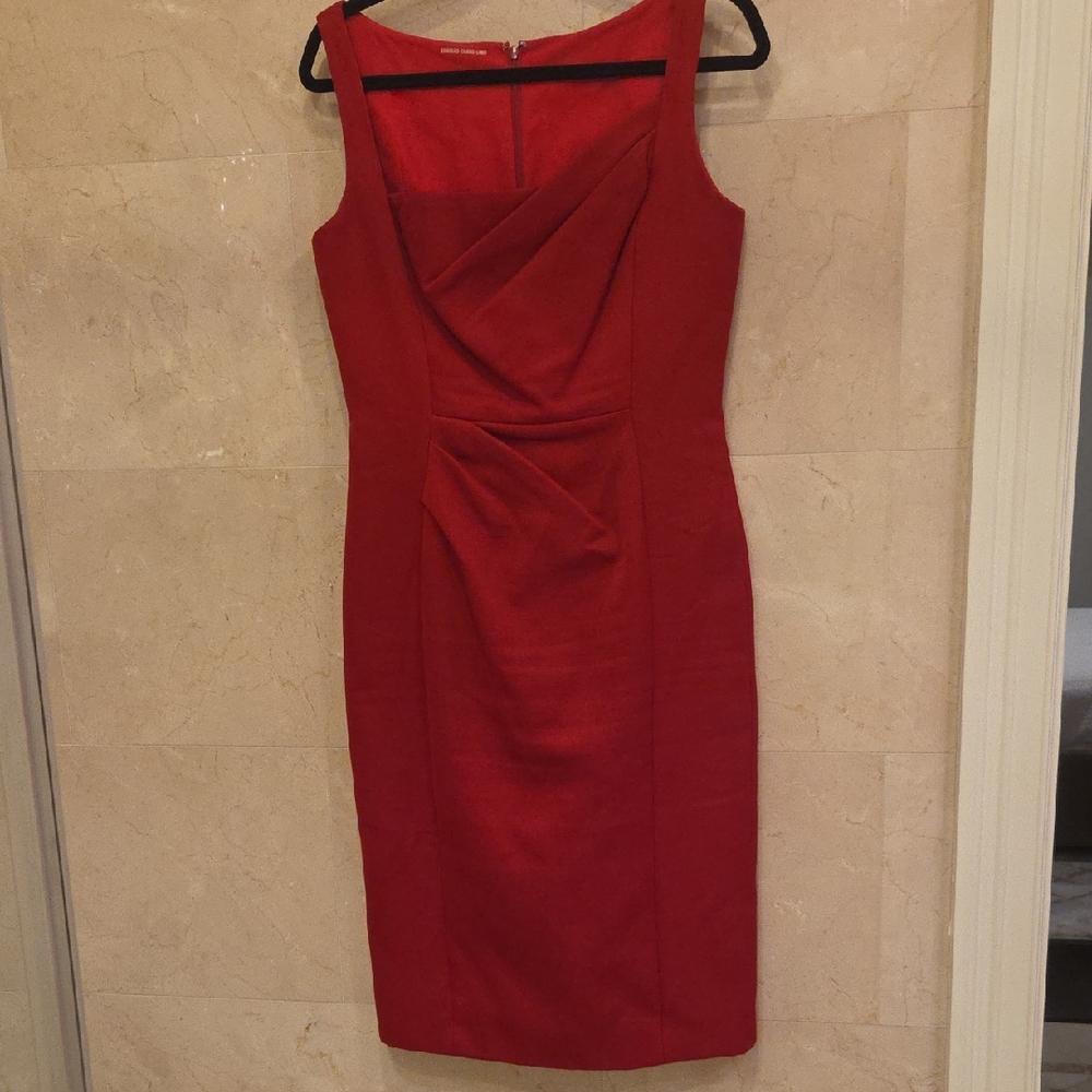 WOMEN'S CHARLES CHANG LIMA SILK RED COCKTAIL DRESS SIZE 8 $390